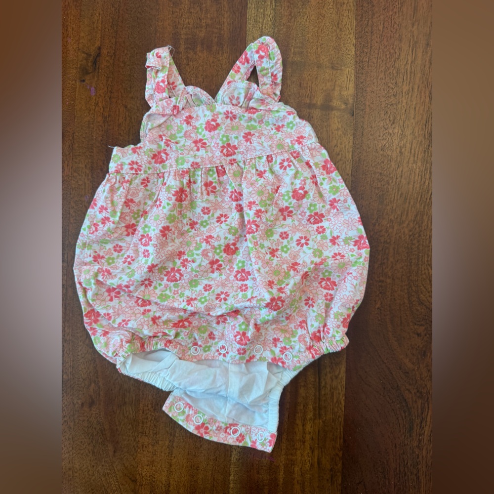 Floral Baby Romper with Pink & Green Flowers